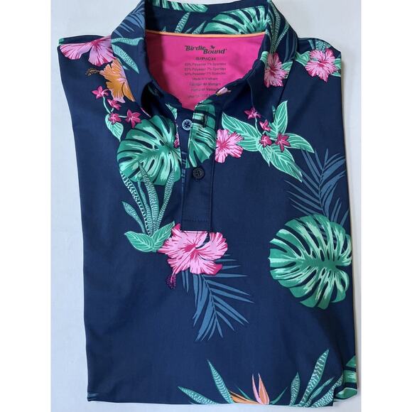 Birdie Bound Men’s Navy Floral Golf‎ Polo Size Small - Picture 3 of 5